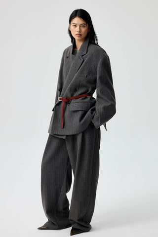 Simple Project Striped Wool Trousers