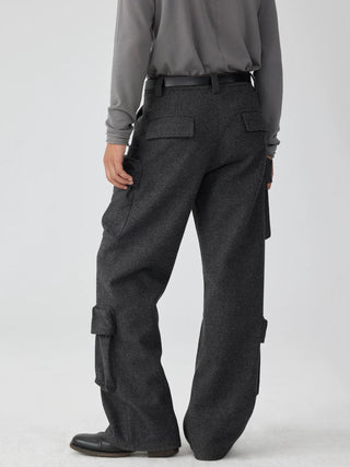 Simple Project Pocket Cargo Pants-Grey