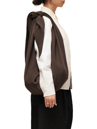 6CRAYON Pleated Hobo Bag-Coffee Brown