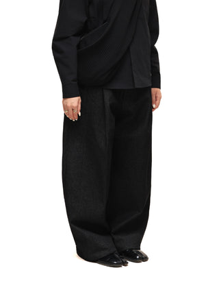 6CRAYON 11.3oz Wide-Leg Baggy Denim Pants-Black