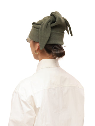 6CRAYON Three-Ear Knit Beanie-Mottled Green