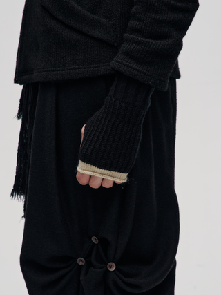 Trim Knit Fingerless Gloves