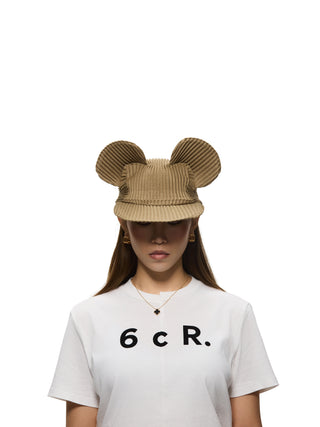 6CRAYON Pleated Flat Brim Mickey Cap-Army Green