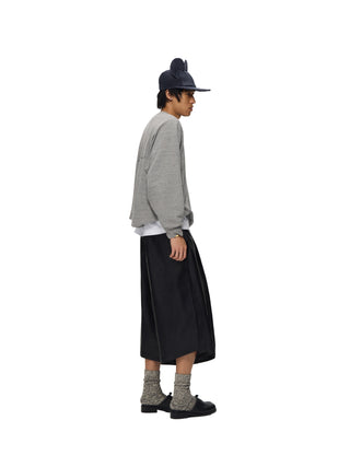 6CRAYON Spliced Pleated PU Leather Shorts
