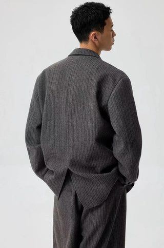 Simple Project Striped Woolen Blazer