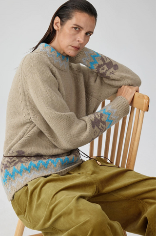 Simple Project Fair Isle Sweater-Khaki