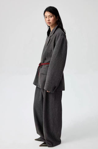 Simple Project Striped Woolen Blazer