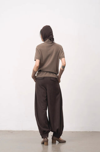 BALIANG Tapered Pleated Trousers-Coffee Brown