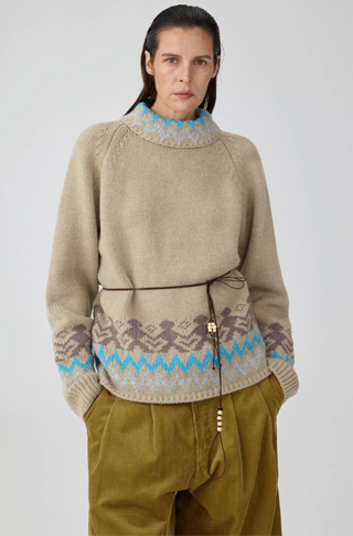 Simple Project Fair Isle Sweater-Khaki