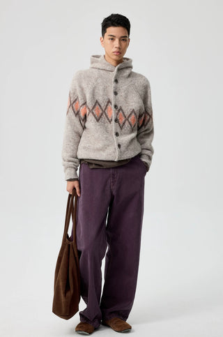 Simple Project Jacquard Sweater-Khaki