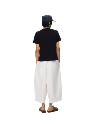 6CRAYON Black Cropped Casual Pants-White