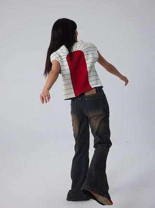 597c Contrast Knit Top