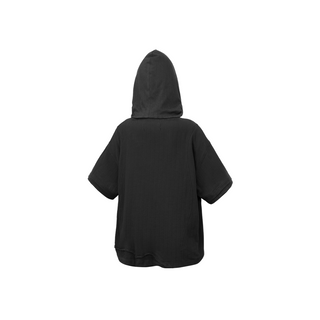 Relabel Hooded Henley Collar T-Shirt-Black