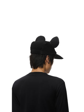 6CRAYON Pleated Flat Brim Mickey Cap-Black