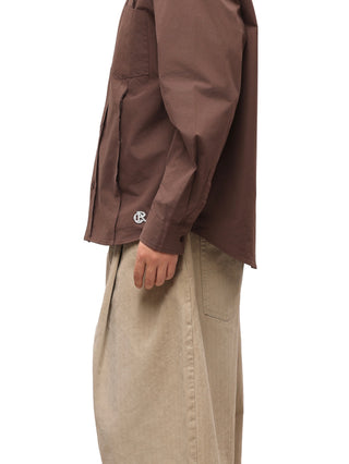 6CRAYON Patchwork Poplin Embroidered Shirt-Brown