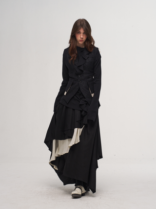 ILNya  Ruched Asymmetrical Maxi Skirt