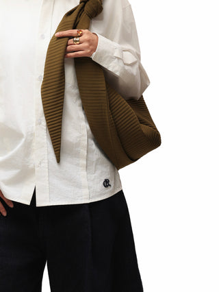 6CRAYON Patchwork Poplin Embroidered Shirt-Ivory