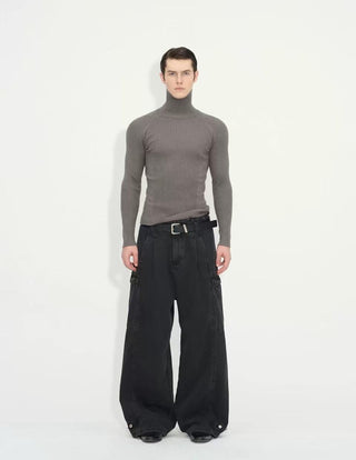 NFAI Ribbed Turtlenecks Knit-Brown