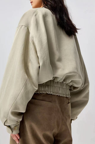 Simple Project Boxy Nylon Jacket-Beige