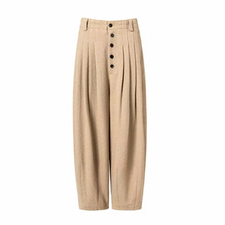 BALIANG Pleated Wool Balloon Trousers-Oat Beige