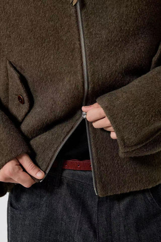 Simple Project Harrington Jacket-Brown