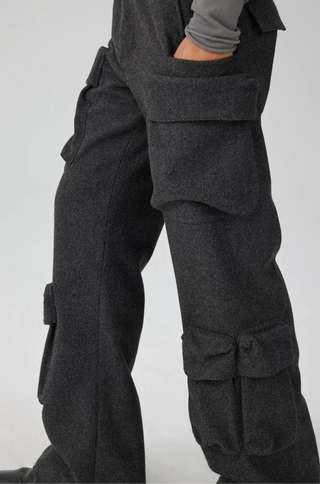 Simple Project Pocket Cargo Pants-Grey