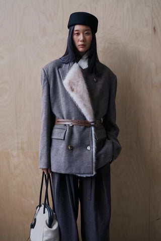 BALIANG Coil Tweed Blazer-Camel