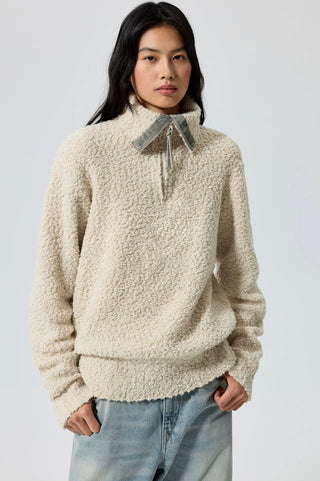Simple Project High-Neck Sweater-Cream