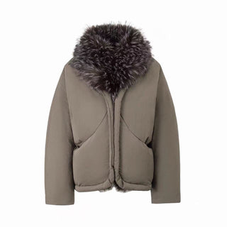 BALIANG Nest Fur Puffer Jacket-Moss Gray