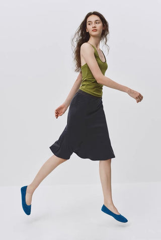 Simple Project Brogue Ballet Flats-Blue Suede