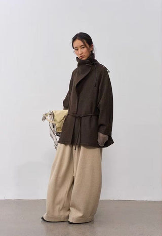 BALIANG Bitter Mid-Length Wool Coat-Brown