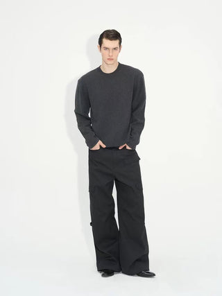 NFAI Slit Knit Jumper-Charcoal Gray