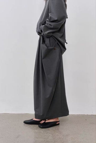 BALIANG Cocoon Pleated Skirt-Grey