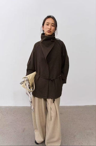 BALIANG Bitter Mid-Length Wool Coat-Brown