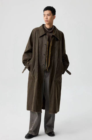 Simple Project Coated Coat-Brown