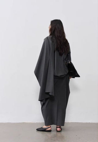 BALIANG Cocoon Pleated Skirt-Grey