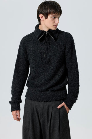 Simple Project High-Neck Sweater-Black
