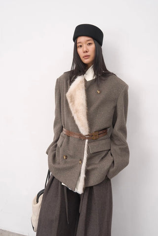 BALIANG Coil Tweed Blazer-Camel