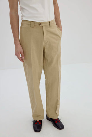Simple Project Linen Chino Pants-Khaki