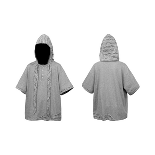 Relabel Hooded Henley Collar T-Shirt-Grey