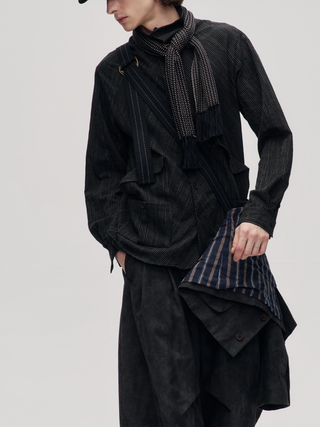 Spiral Stripe Shirt-Black