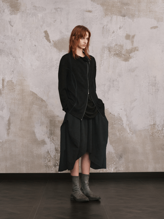 ILNya Stand Collar Curved Cardigan