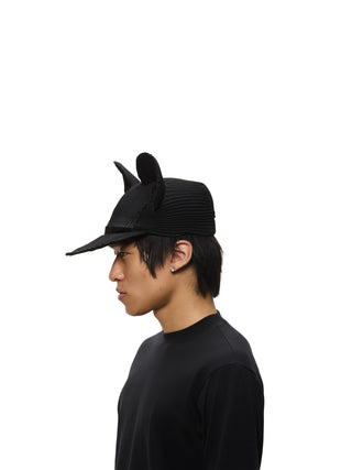 6CRAYON Pleated Flat Brim Mickey Cap-Black