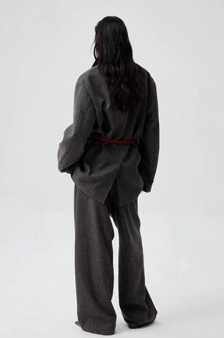 Simple Project Striped Woolen Blazer