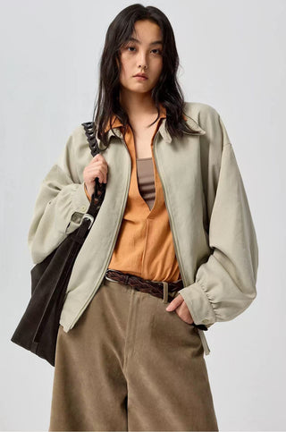 Simple Project Boxy Nylon Jacket-Beige