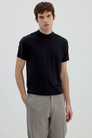 Simple Project Mock-Neck Tee-Black
