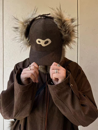 Relabel Corduroy Fur Baseball Cap