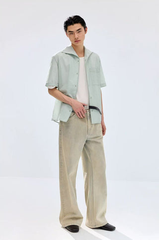 Simple Project Striped Shirt-Aqua Green