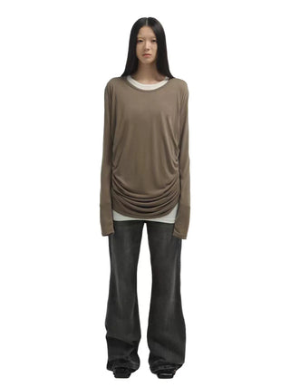 RamonGunSilver Drape Layered Blouse-Brown