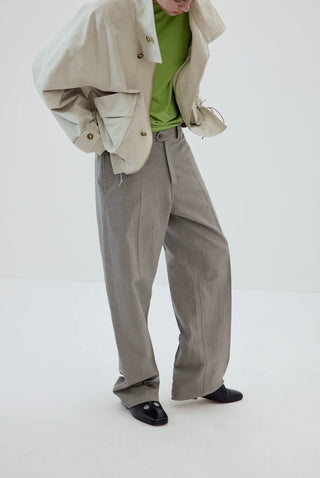 Simple Project Linen Chino Pants-Stone Grey